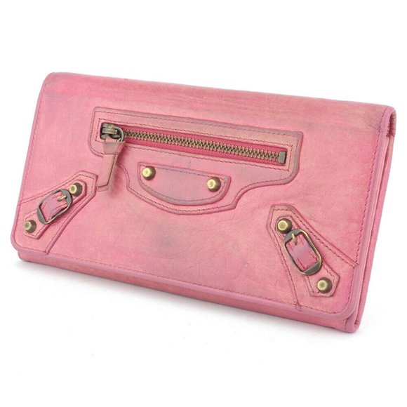 BALENCIAGA Purse Classic money pink leather Auth used T16840 - Picture 1 of 9